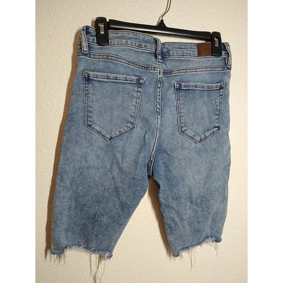Hidden Cut-Off Short Women's Size L Blue Mid Rise Raw Hem 5-Pocket Distressed - Picture 5 of 7